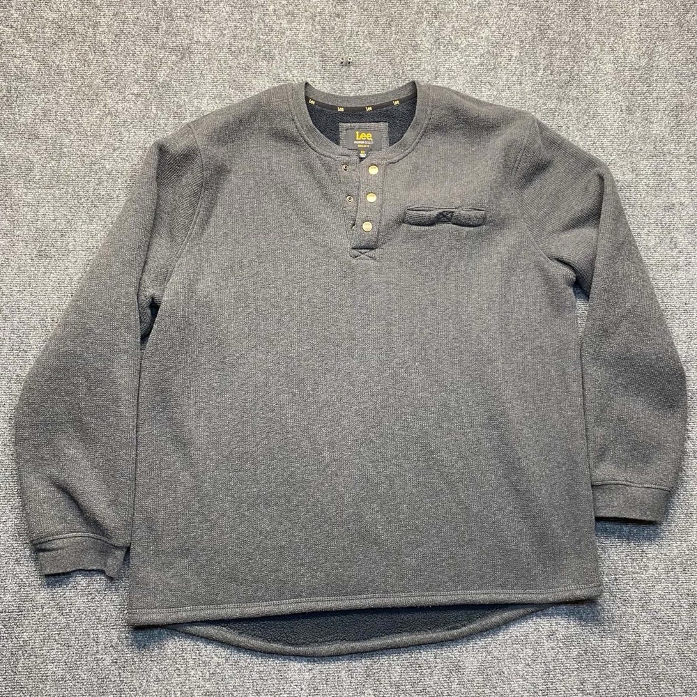 LEE MEN'S SHERPA LINED THERMAL HENLEY XXL GREY WORKWEAR WARM